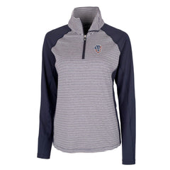 Milwaukee Brewers Cutter & Buck Women's Americana Logo Forge Tonal Stripe Stretch Half-Zip Pullover Top Outlet