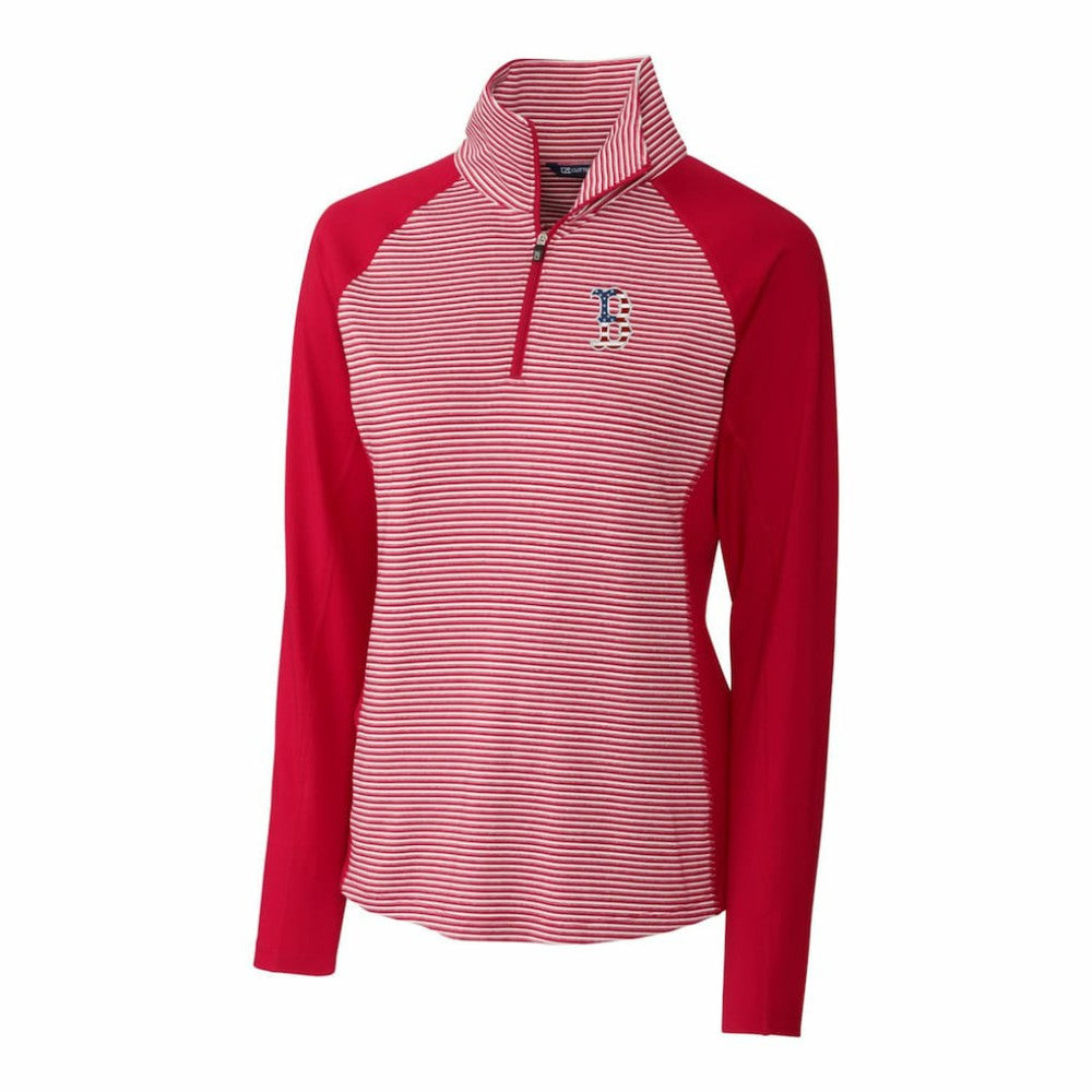 Boston Red Sox Cutter & Buck Women's Americana Logo Forge Tonal Stripe Stretch Half-Zip Pullover Top Near Me