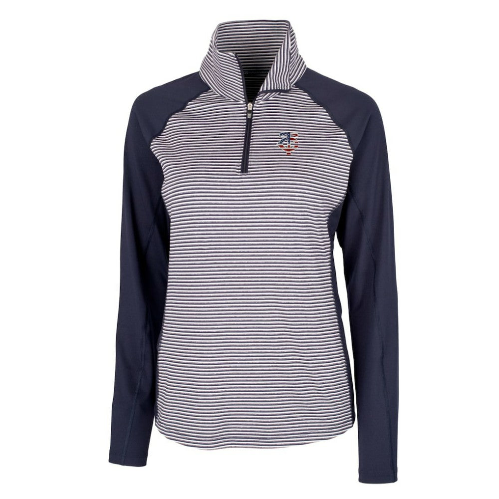 Minnesota Twins Cutter & Buck Women's Americana Logo Forge Tonal Stripe Stretch Half-Zip Pullover Top for sale