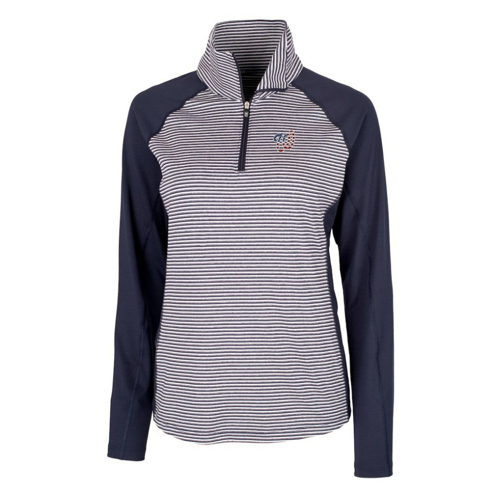 Washington Nationals Cutter & Buck Women's Americana Logo Forge Tonal Stripe Stretch Half-Zip Pullover Top Online