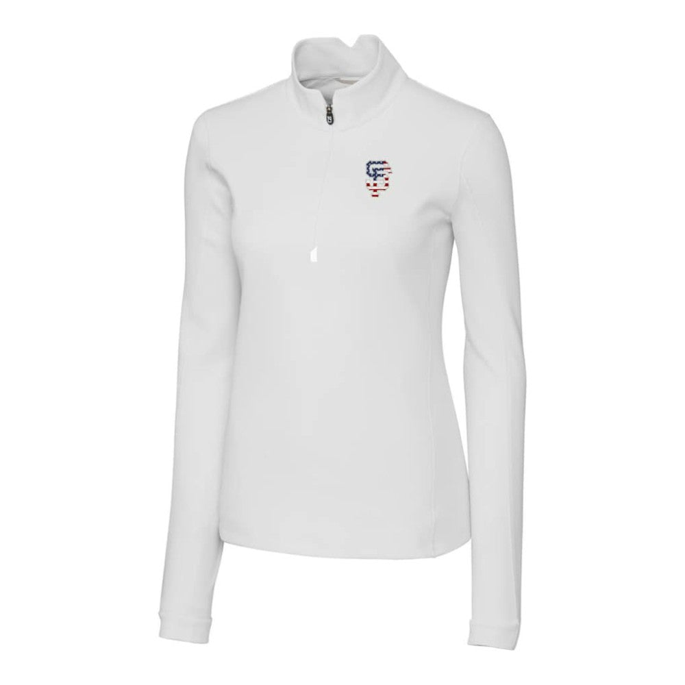 San Francisco Giants Cutter & Buck Women's Americana Logo DryTec Traverse Stretch Quarter-Zip Pullover Top Outlet