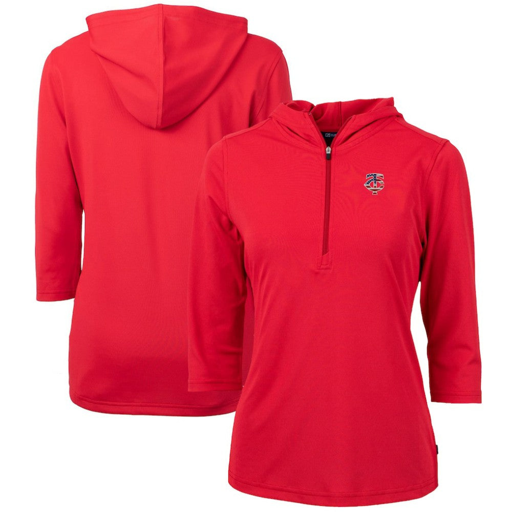 Minnesota Twins Cutter & Buck Women's Americana Logo DryTec Virtue Eco Pique Recycled Half-Zip Pullover Hoodie Near Me