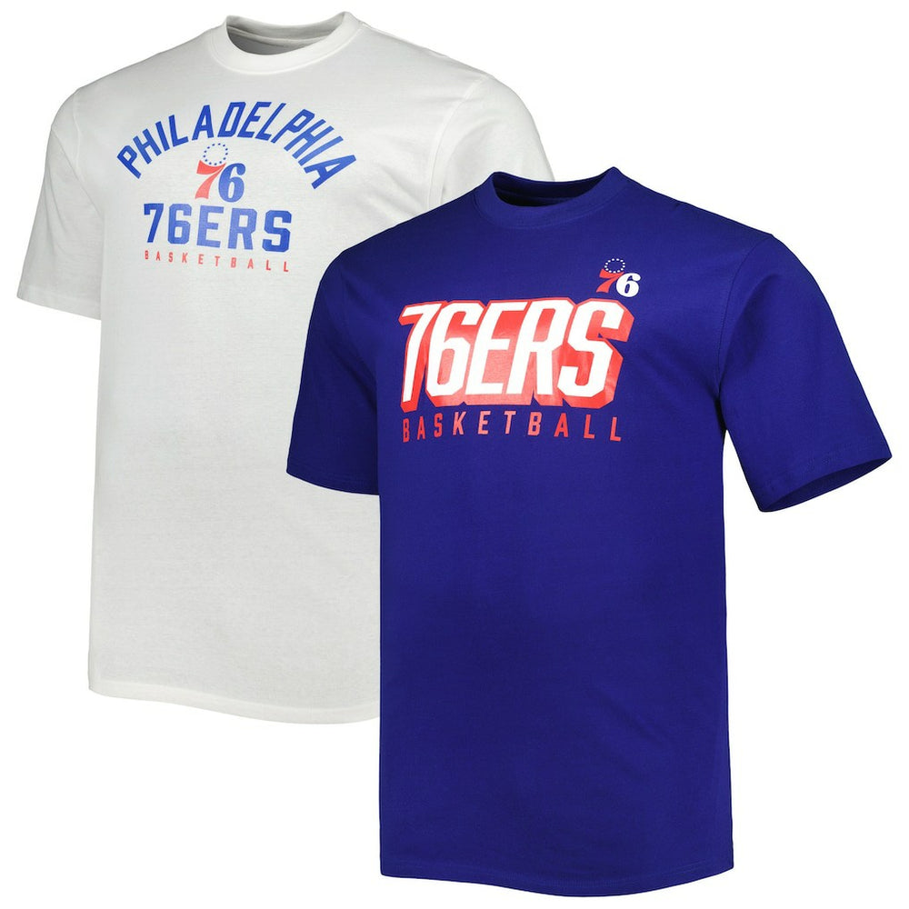 Fanatics Philadelphia 76ers Big & Tall Two-Pack T-Shirt Set Royal/White