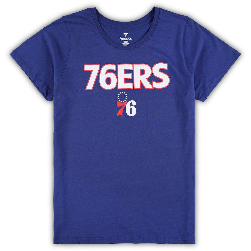 Fanatics Philadelphia 76ers Women's Plus Size T-Shirt & Shorts Combo Set Royal/Heather Gray