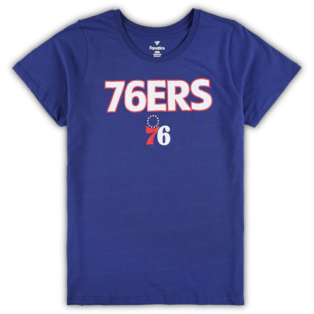 Fanatics Philadelphia 76ers Women's Plus Size T-Shirt & Shorts Combo Set Royal/Heather Gray