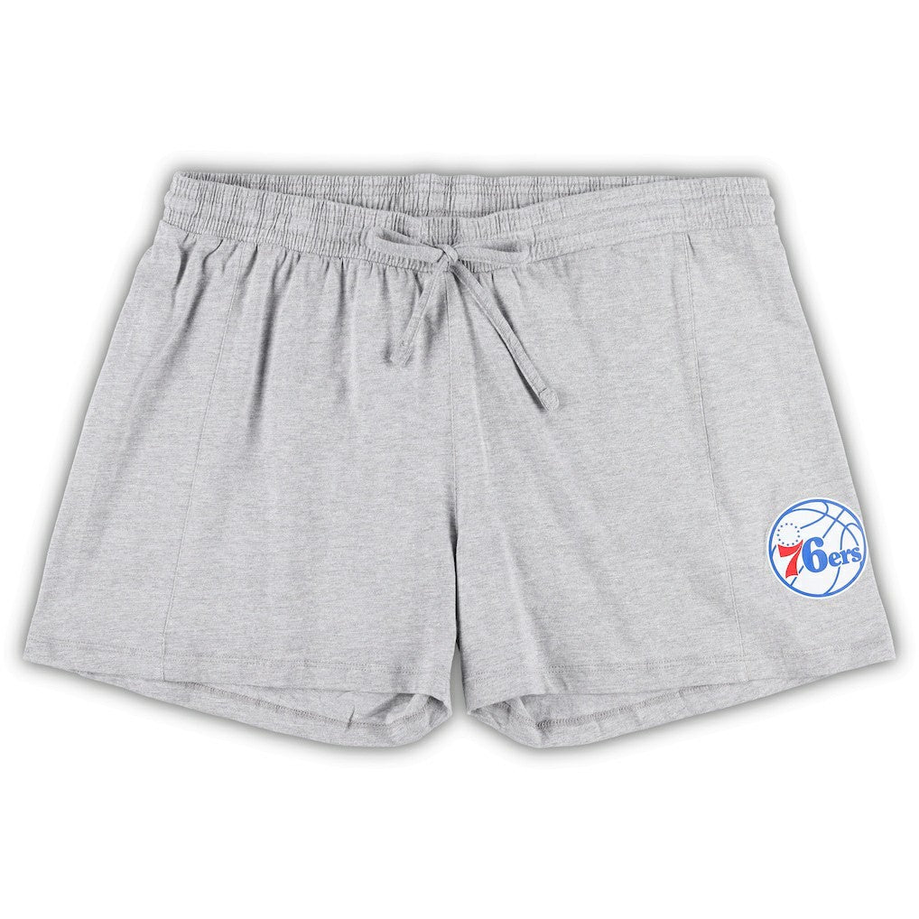 Fanatics Philadelphia 76ers Women's Plus Size T-Shirt & Shorts Combo Set Royal/Heather Gray