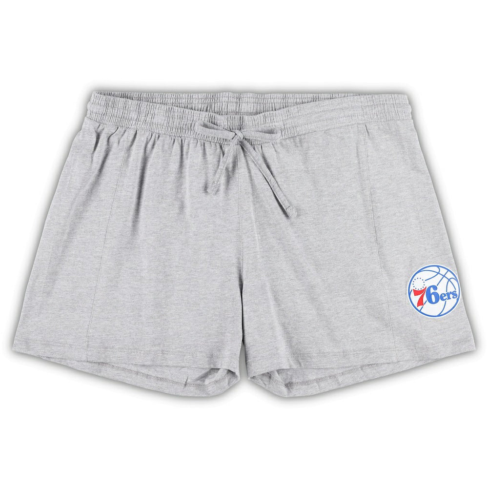 Fanatics Philadelphia 76ers Women's Plus Size T-Shirt & Shorts Combo Set Royal/Heather Gray