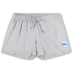 Fanatics Philadelphia 76ers Women's Plus Size T-Shirt & Shorts Combo Set Royal/Heather Gray