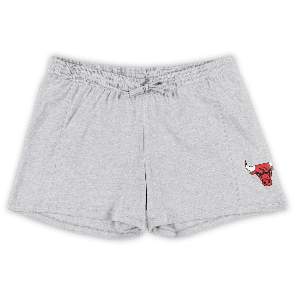 Fanatics Chicago Bulls Women's Plus Size T-Shirt & Shorts Combo Set Red/Heather Gray