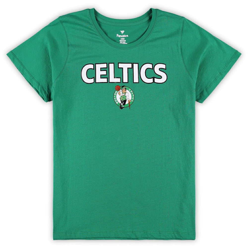 Fanatics Boston Celtics Women's Plus Size T-Shirt & Shorts Combo Set Kelly Green/Heather Gray
