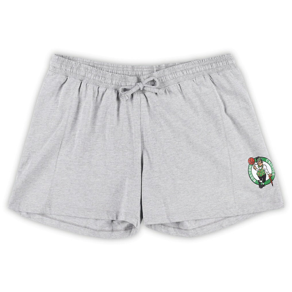Fanatics Boston Celtics Women's Plus Size T-Shirt & Shorts Combo Set Kelly Green/Heather Gray