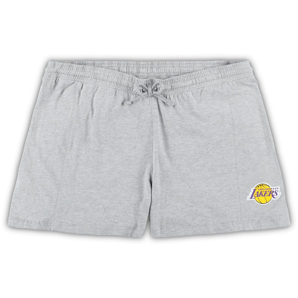 Fanatics Los Angeles Lakers Women's Plus Size T-Shirt & Shorts Combo Set Purple/Heather Gray