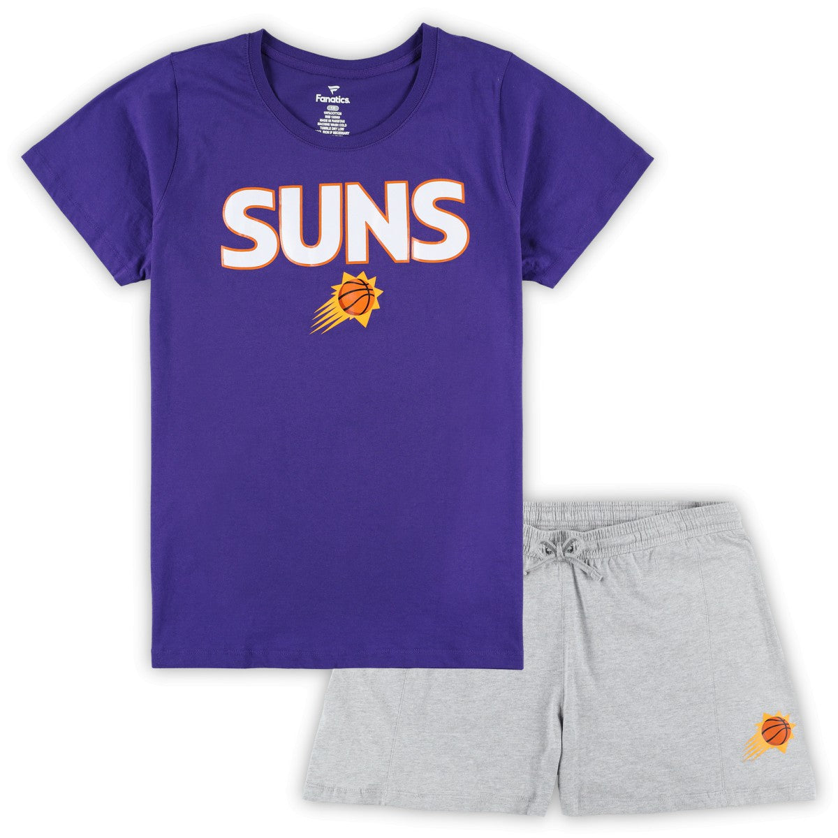 Fanatics Phoenix Suns Women's Plus Size T-Shirt & Shorts Combo Set Purple/Heather Gray