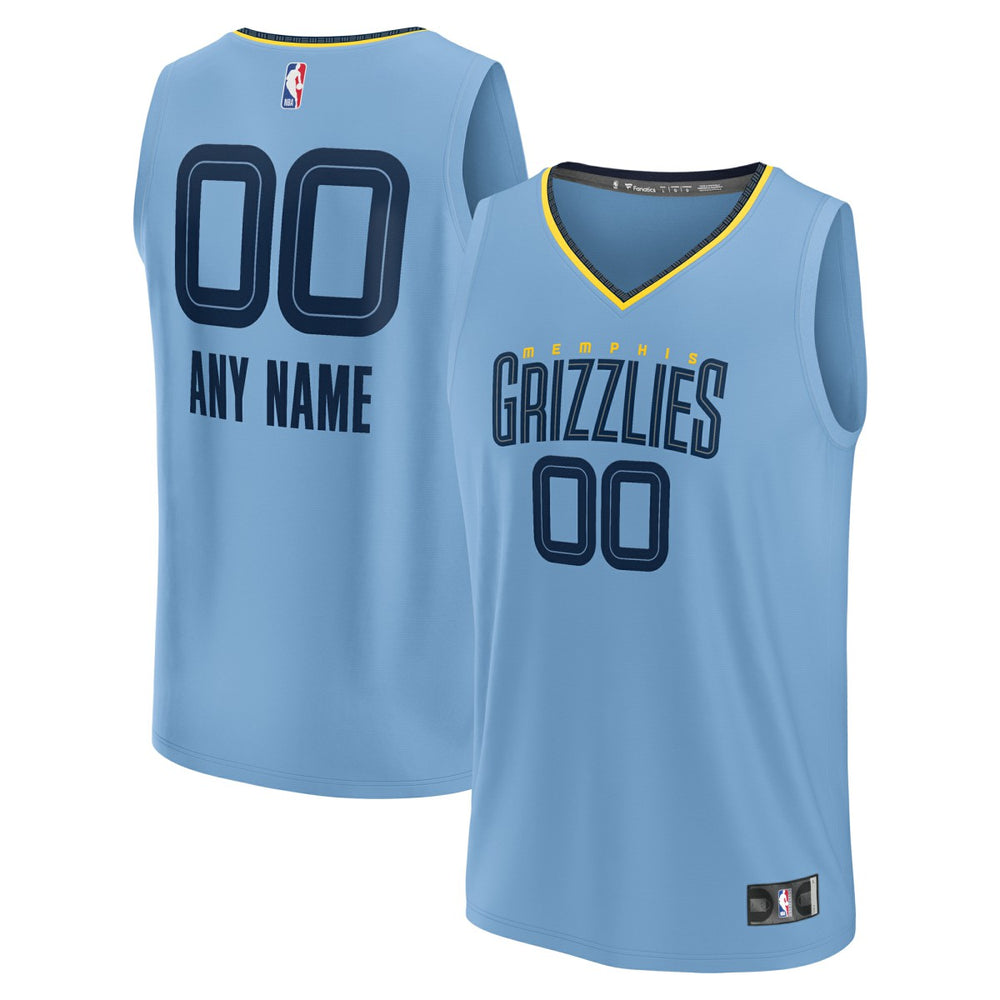 Fanatics Memphis Grizzlies Custom Fast Break Jersey Statement Edition Light Blue