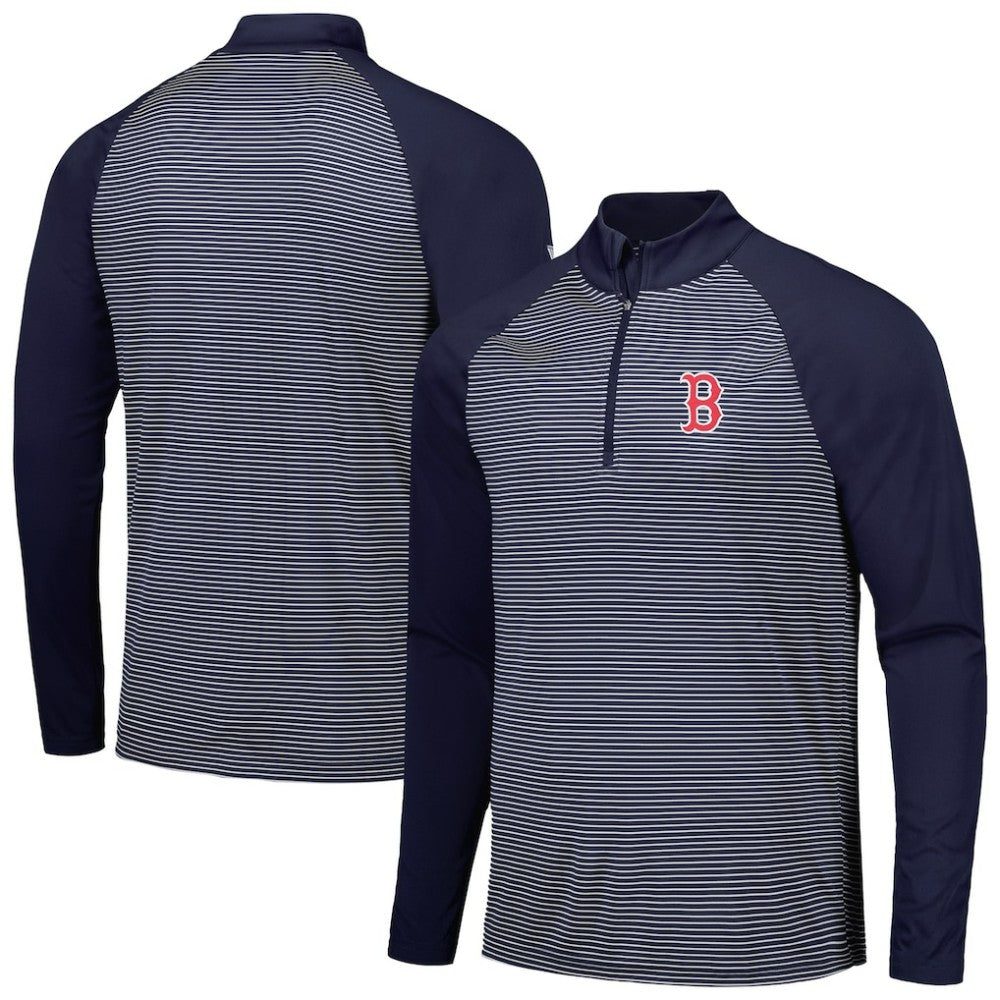 Boston Red Sox Levelwear Charter Striped Raglan Quarter-Zip Top Near Me