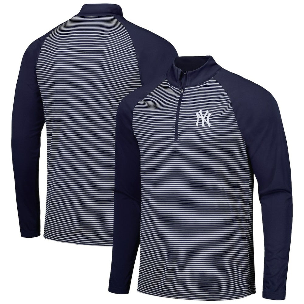 New York Yankees Levelwear Charter Striped Raglan Quarter-Zip Top Online