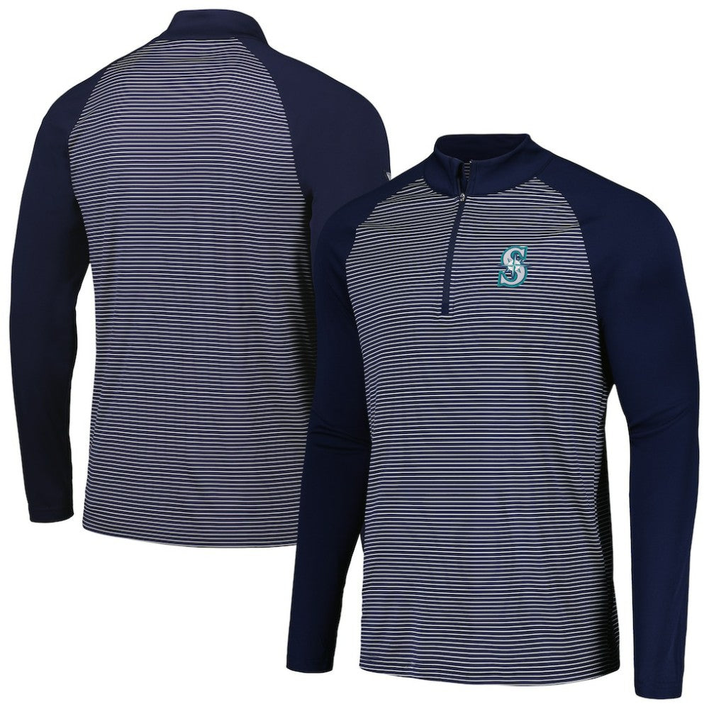 Seattle Mariners Levelwear Charter Striped Raglan Quarter-Zip Top for sale
