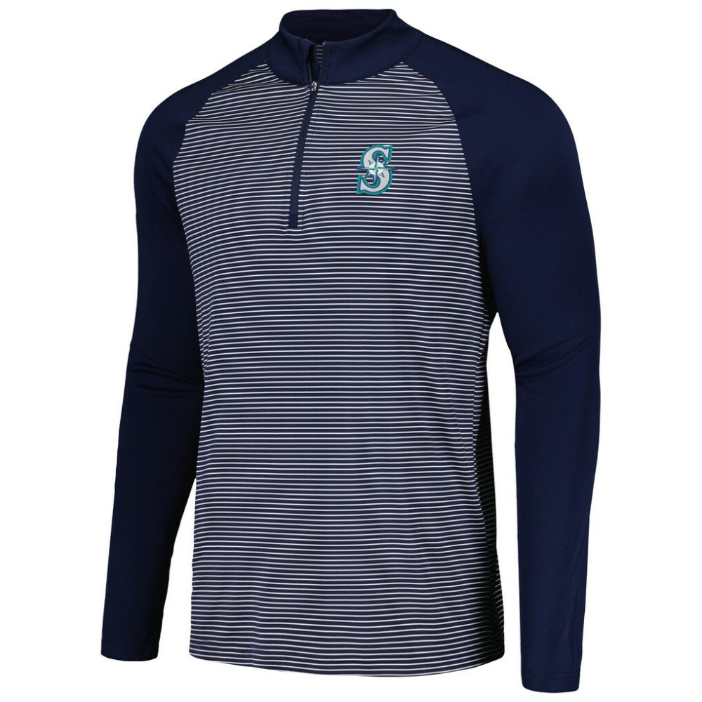 Seattle Mariners Levelwear Charter Striped Raglan Quarter-Zip Top for sale