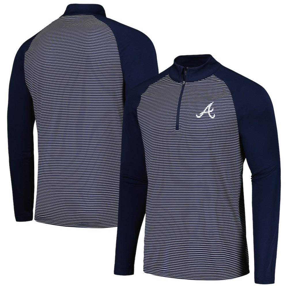 Atlanta Braves Levelwear Charter Striped Raglan Quarter-Zip Top for sale