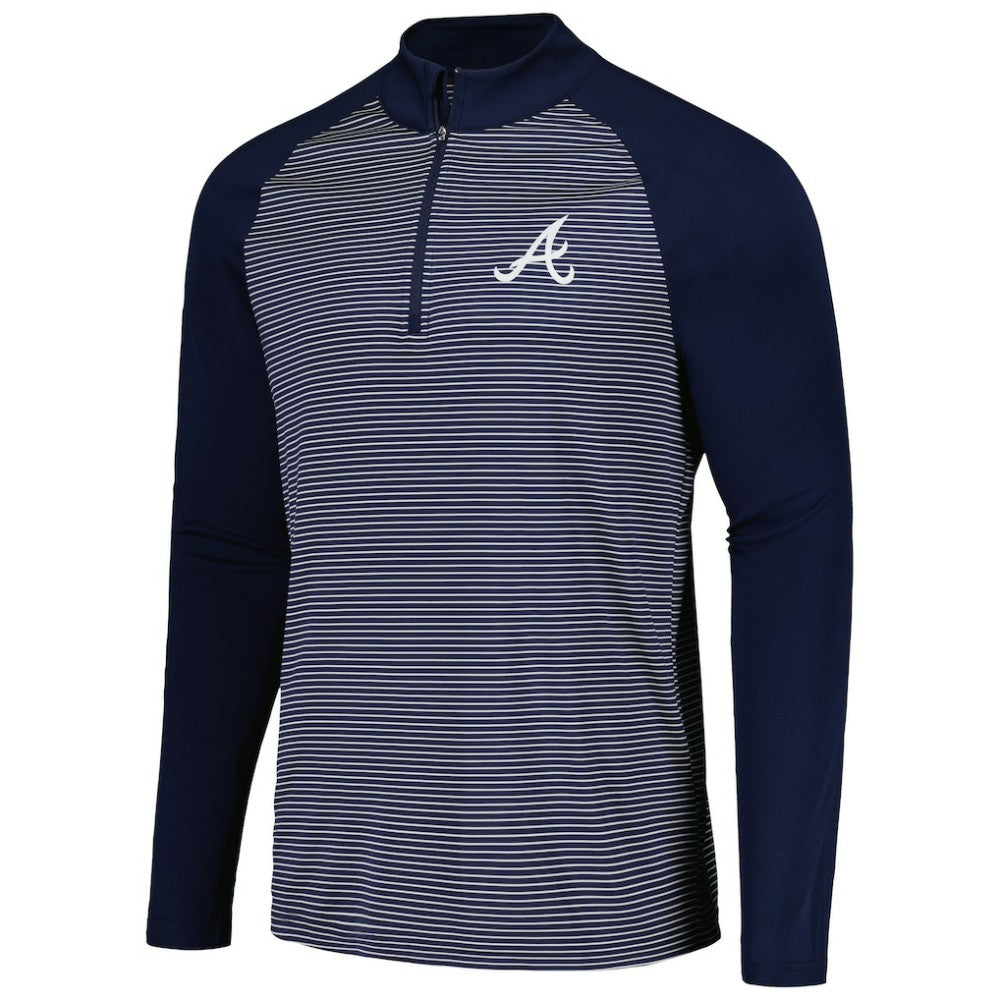 Atlanta Braves Levelwear Charter Striped Raglan Quarter-Zip Top for sale