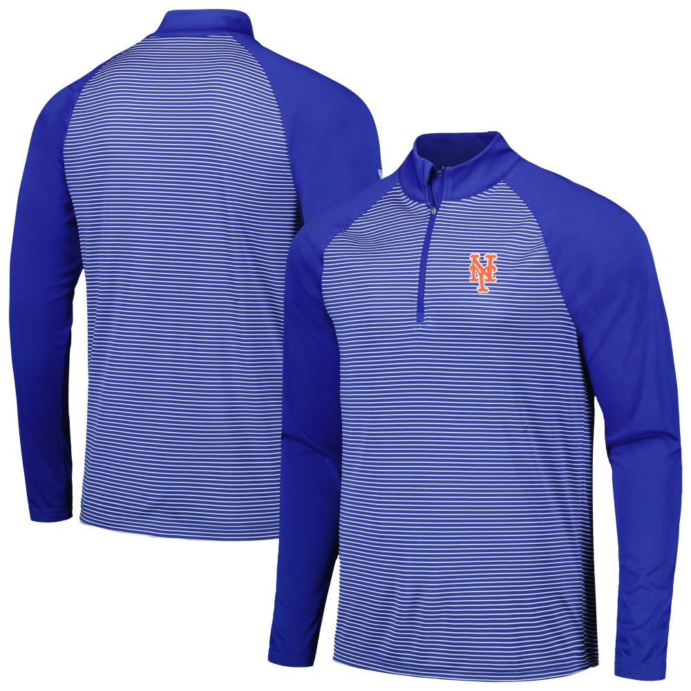 New York Mets Levelwear Charter Striped Raglan Quarter-Zip Top Outlet