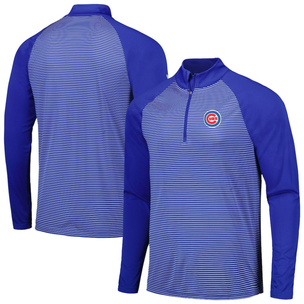 Chicago Cubs Levelwear Charter Striped Raglan Quarter-Zip Top Sale
