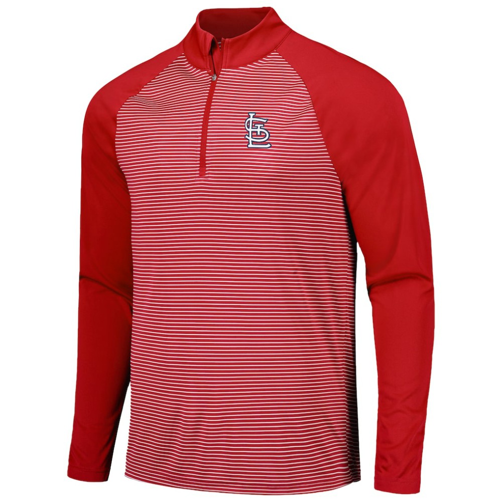St. Louis Cardinals Levelwear Charter Striped Raglan Quarter-Zip Top Discount