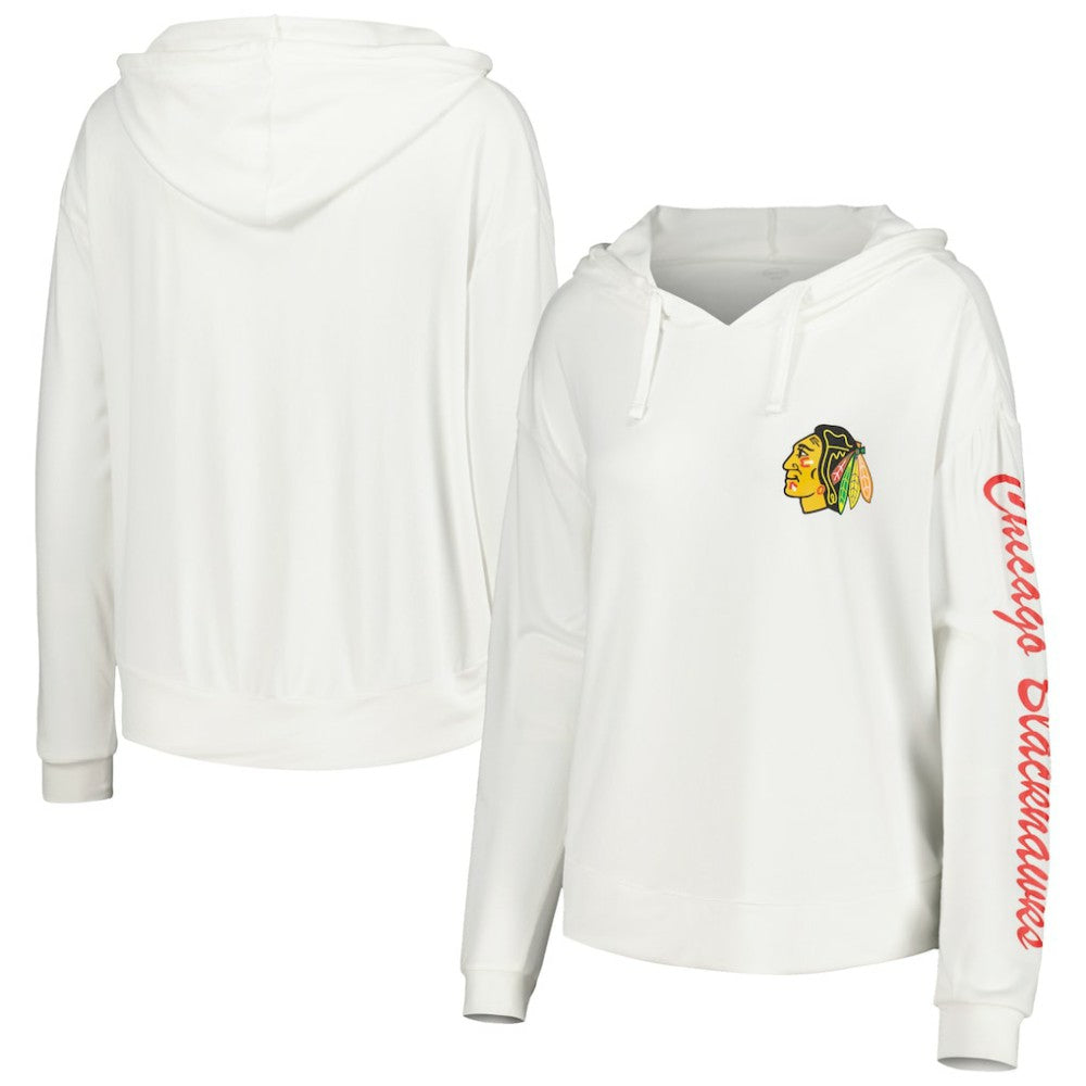Chicago Blackhawks Concepts Sport Women's Accord Hacci Long Sleeve Hoodie Top - White | NHL near me