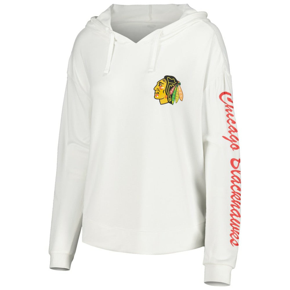 Chicago Blackhawks Concepts Sport Women's Accord Hacci Long Sleeve Hoodie Top - White | NHL near me