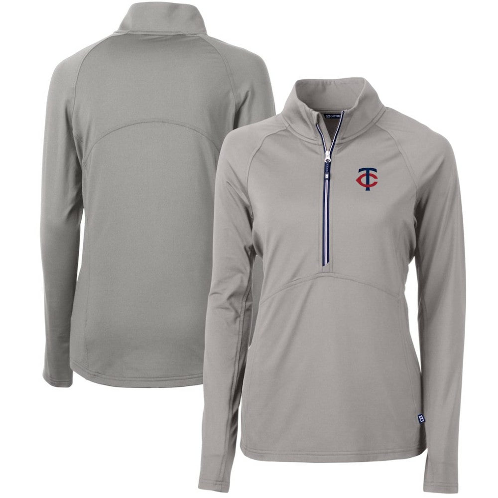 Minnesota Twins Cutter & Buck Women's Adapt Eco Knit Stretch Half-Zip Logo Pullover Top for sale