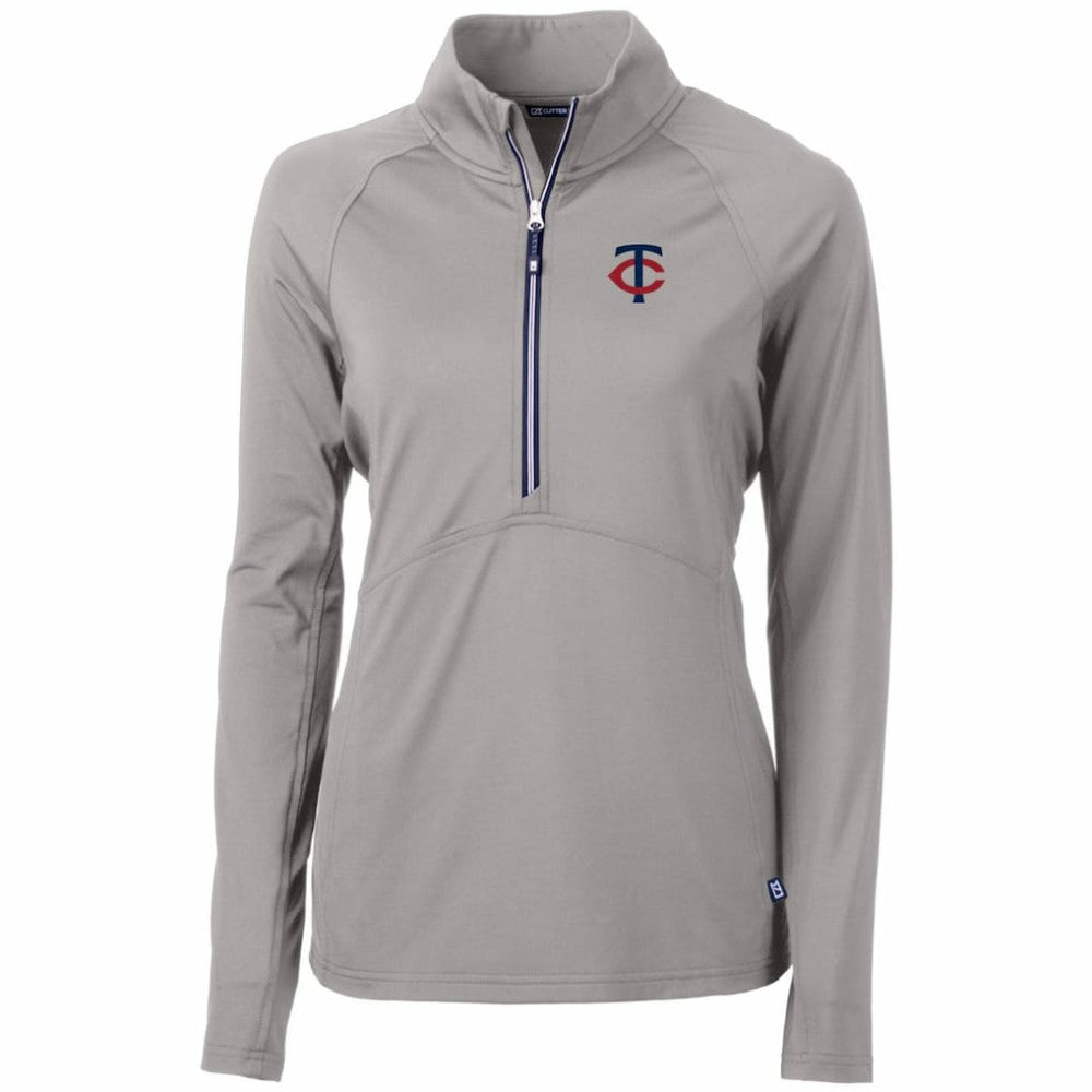 Minnesota Twins Cutter & Buck Women's Adapt Eco Knit Stretch Half-Zip Logo Pullover Top for sale