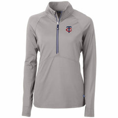 Minnesota Twins Cutter & Buck Women's Adapt Eco Knit Stretch Half-Zip Logo Pullover Top for sale