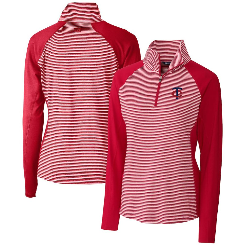 Minnesota Twins Cutter & Buck Women's DryTec Forge Tonal Stripe Stretch Half-Zip Top Sale