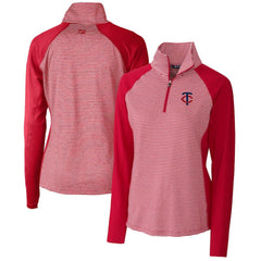 Minnesota Twins Cutter & Buck Women's DryTec Forge Tonal Stripe Stretch Half-Zip Top Sale