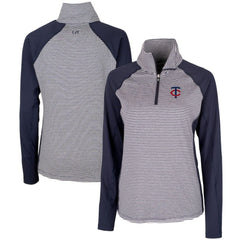 Minnesota Twins Cutter & Buck Women's DryTec Forge Tonal Stripe Stretch Half-Zip Top Sale