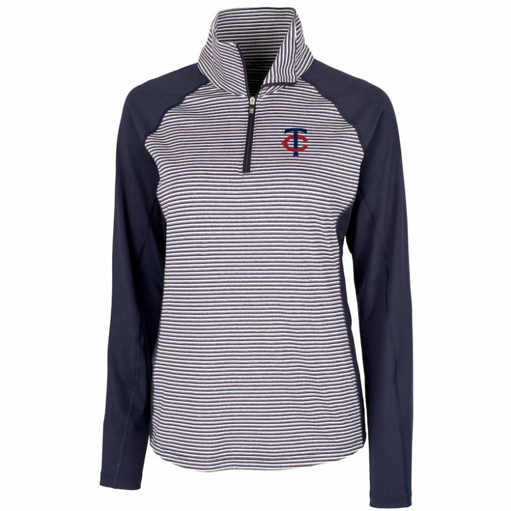 Minnesota Twins Cutter & Buck Women's DryTec Forge Tonal Stripe Stretch Half-Zip Top Sale