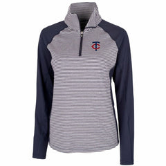 Minnesota Twins Cutter & Buck Women's DryTec Forge Tonal Stripe Stretch Half-Zip Top Sale