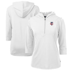 Minnesota Twins Cutter & Buck Women's DryTec Virtue Eco Pique Recycled Half-Zip Pullover Hoodie Top Outlet