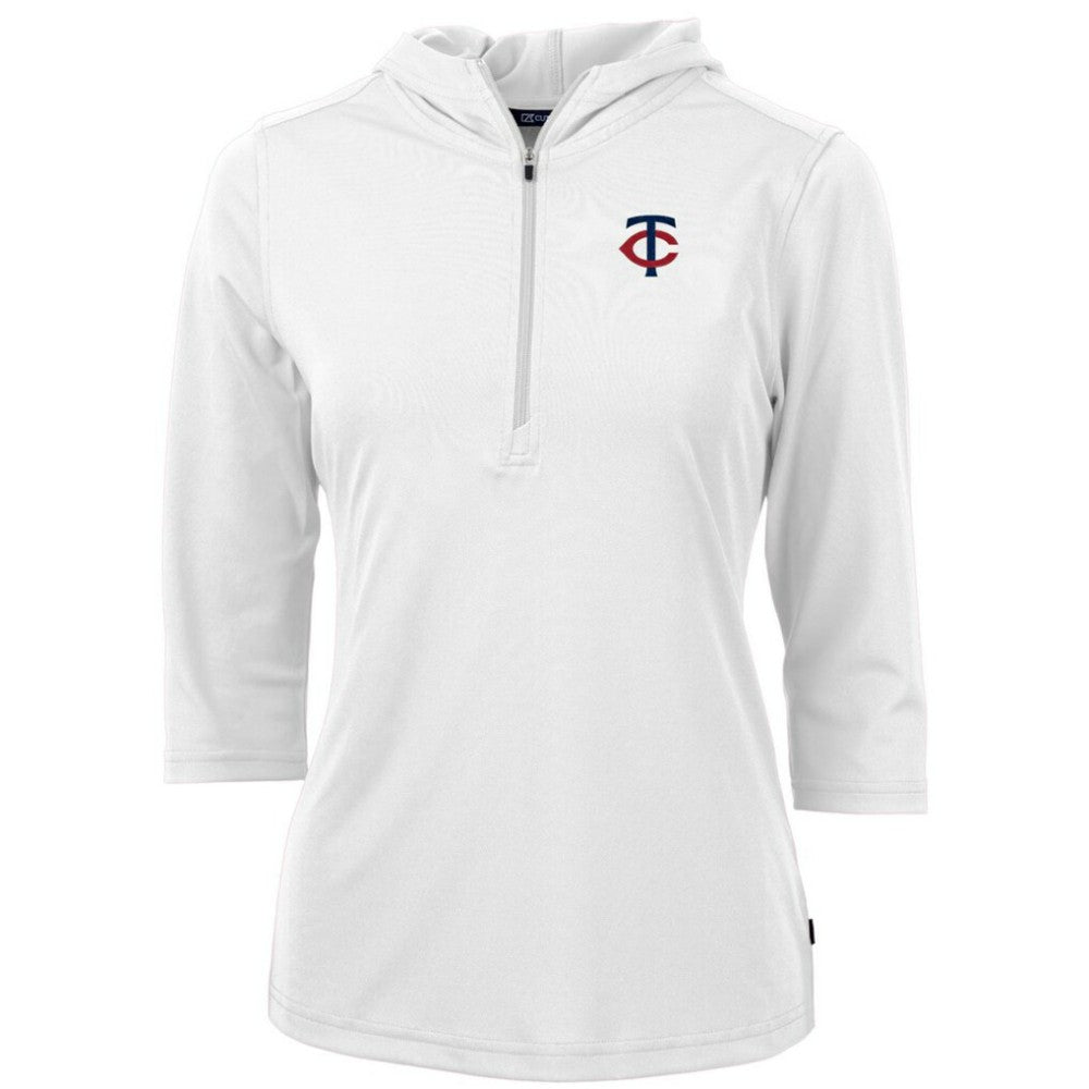 Minnesota Twins Cutter & Buck Women's DryTec Virtue Eco Pique Recycled Half-Zip Pullover Hoodie Top Outlet
