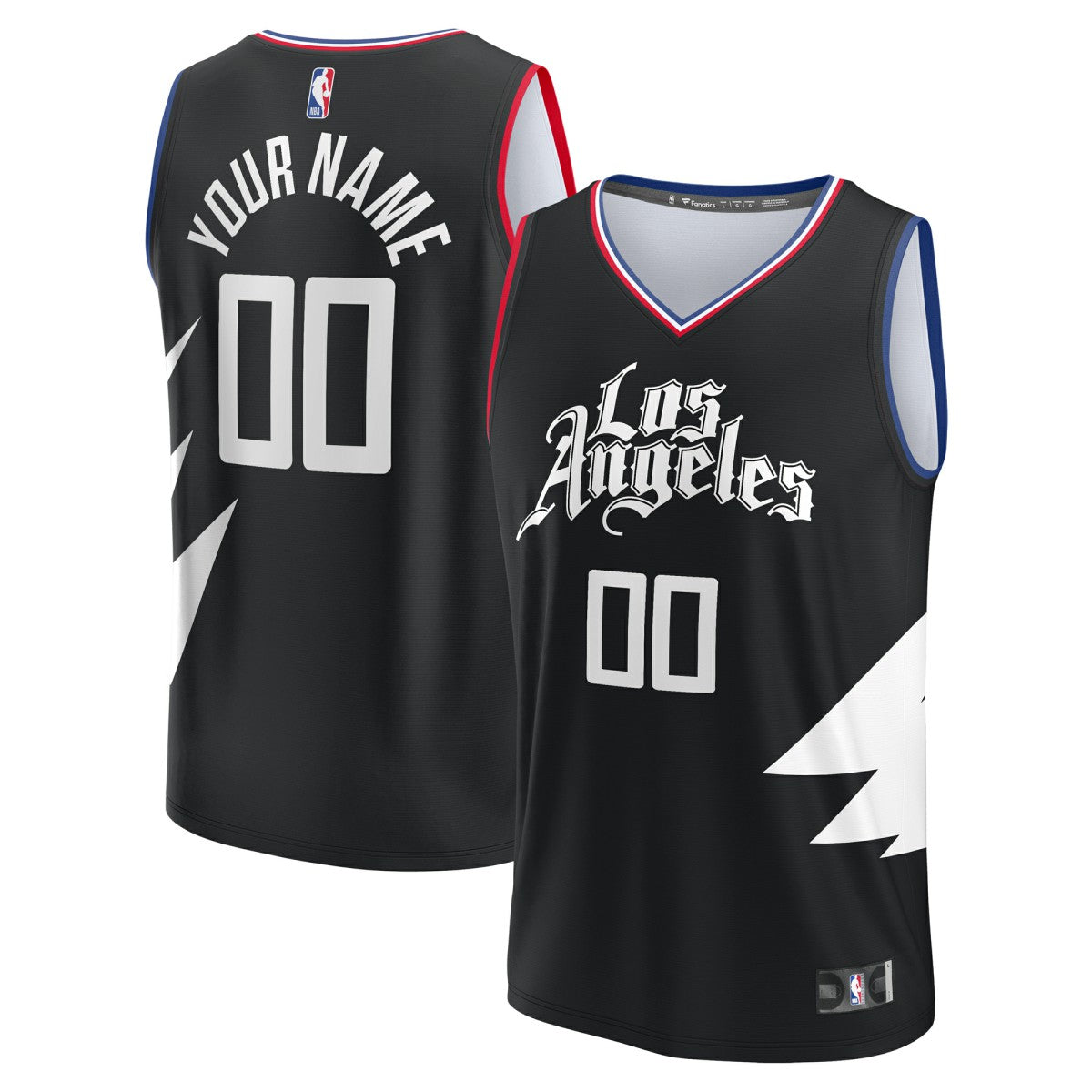 Fanatics LA Clippers Youth Fast Break Replica Custom Jersey Statement Edition Black