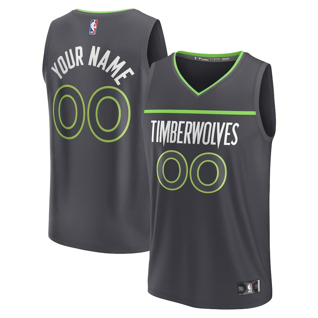 Fanatics Minnesota Timberwolves Youth Custom Fast Break Jersey Statement Edition Black
