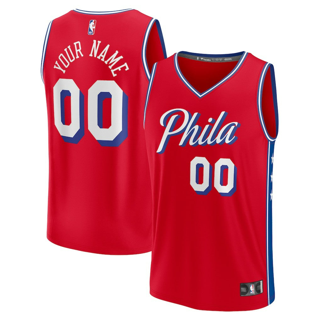 Fanatics Philadelphia 76ers Youth Fast Break Replica Custom Jersey Statement Edition Red