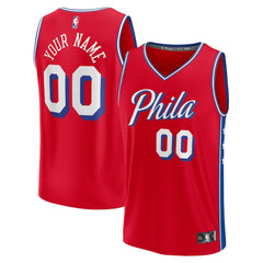 Fanatics Philadelphia 76ers Youth Fast Break Replica Custom Jersey Statement Edition Red
