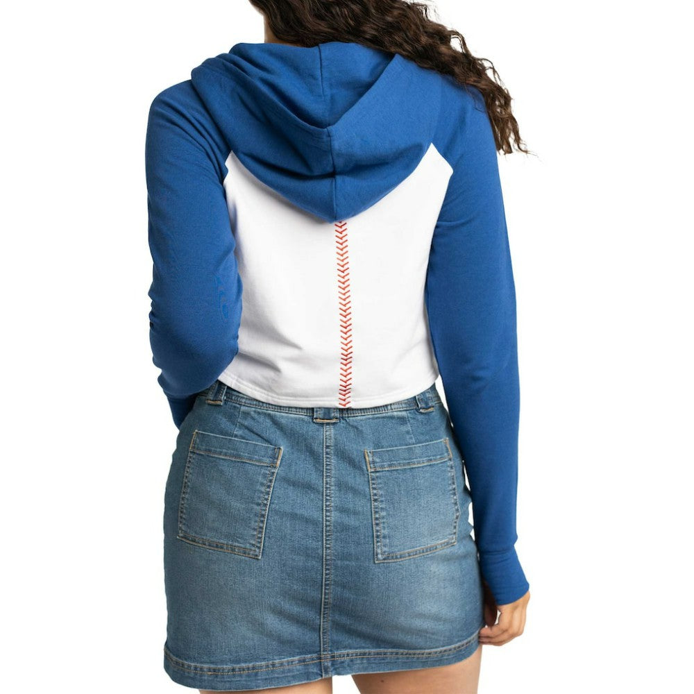 Chicago Cubs Lusso Women's Jane Raglan Quarter-Zip Tri-Blend Cropped Pullover Hoodie Online