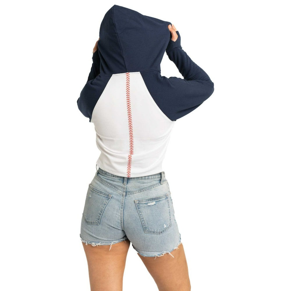 Houston Astros Lusso Women's Jane Raglan Quarter-Zip Tri-Blend Cropped Pullover Hoodie Sale
