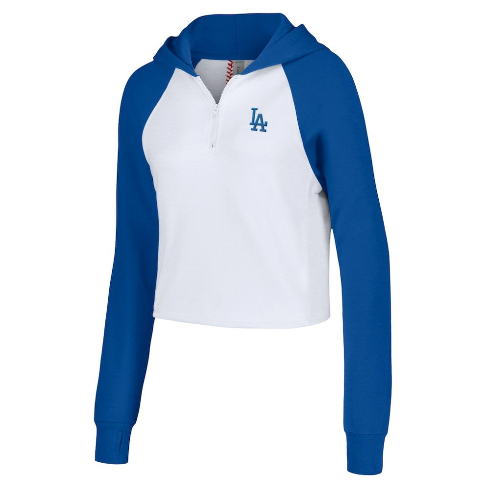 Los Angeles Dodgers Lusso Women's Jane Raglan Quarter-Zip Tri-Blend Cropped Pullover Hoodie for sale
