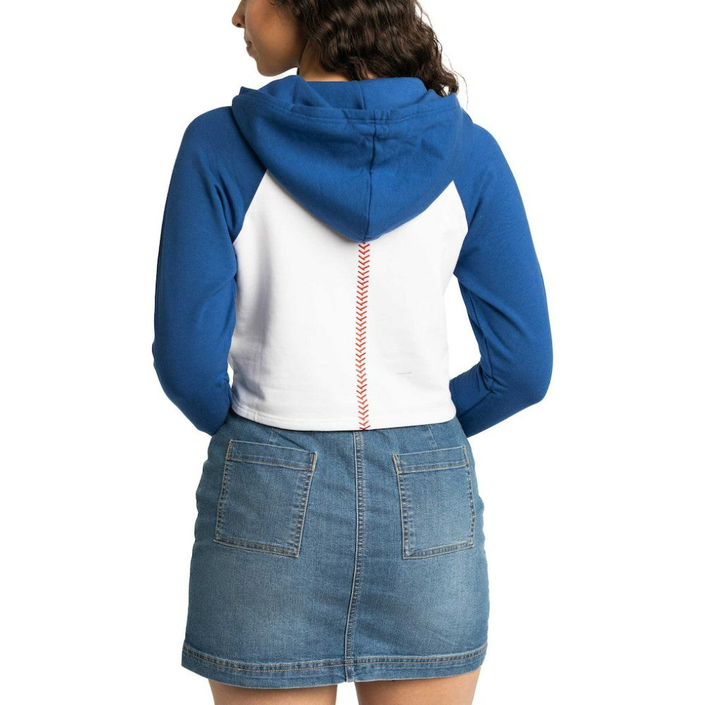 Los Angeles Dodgers Lusso Women's Jane Raglan Quarter-Zip Tri-Blend Cropped Pullover Hoodie for sale