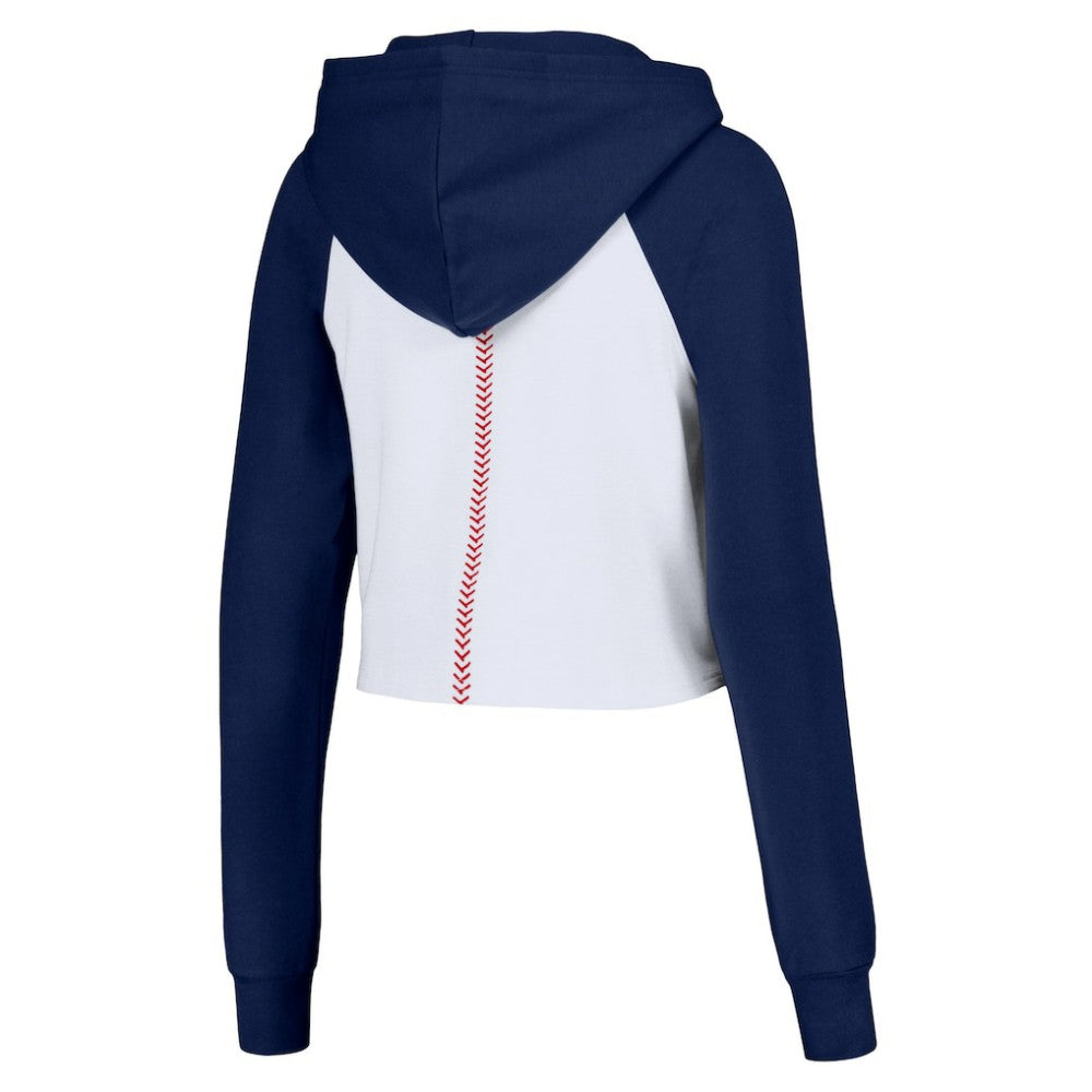 New York Yankees Lusso Women's Jane Raglan Quarter-Zip Tri-Blend Cropped Pullover Hoodie Discount