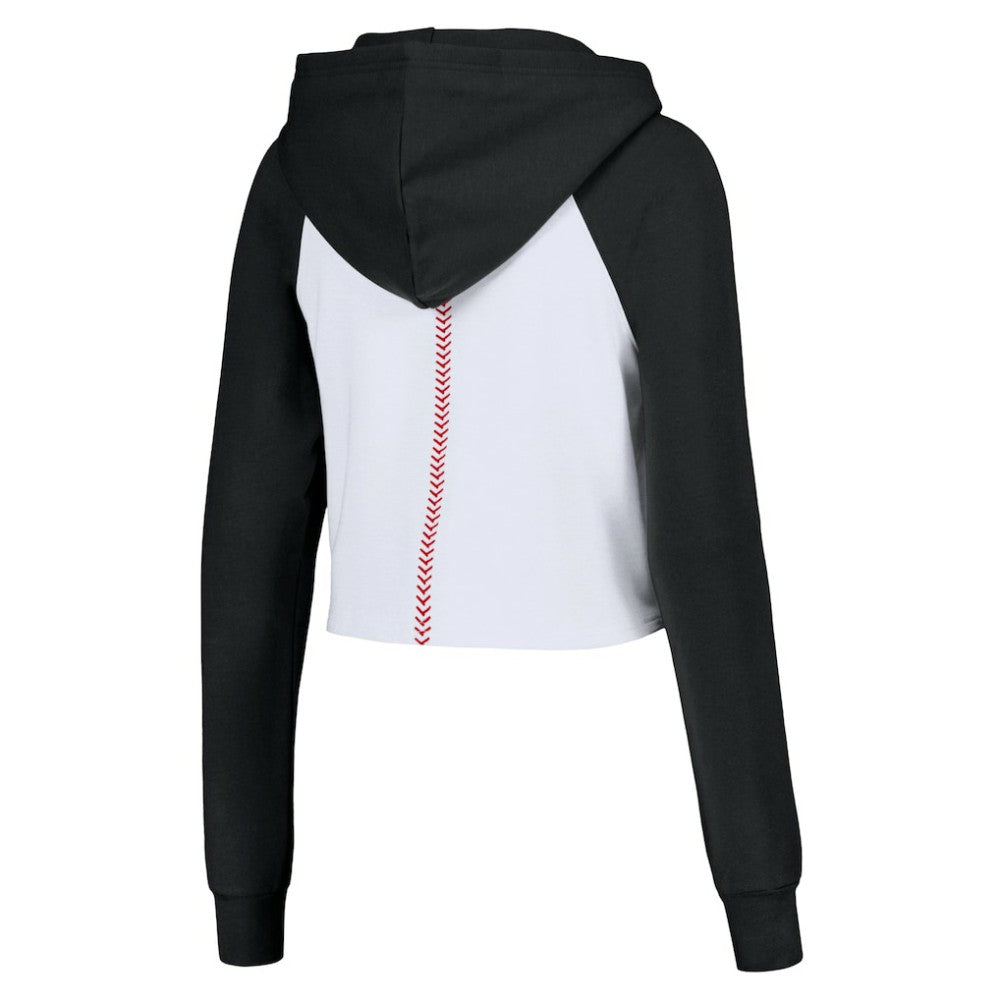 San Francisco Giants Lusso Women's Jane Raglan Quarter-Zip Tri-Blend Cropped Pullover Hoodie Outlet