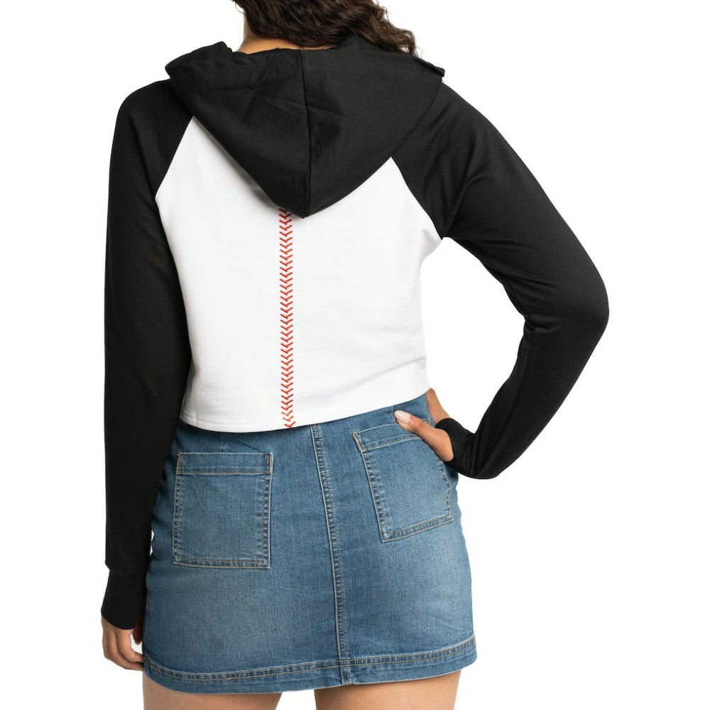 San Francisco Giants Lusso Women's Jane Raglan Quarter-Zip Tri-Blend Cropped Pullover Hoodie Outlet